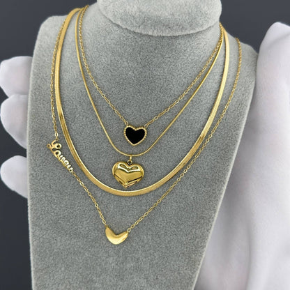 18K gold plated Stainless steel  Heart necklace, Mashalla