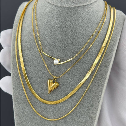 18K gold plated Stainless steel  Hearts necklace, Mashalla