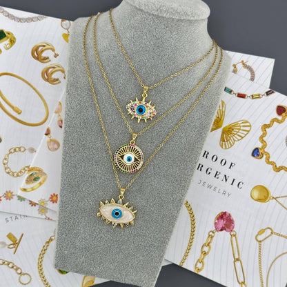 18K gold plated Stainless steel  evil eye necklace, Mashalla