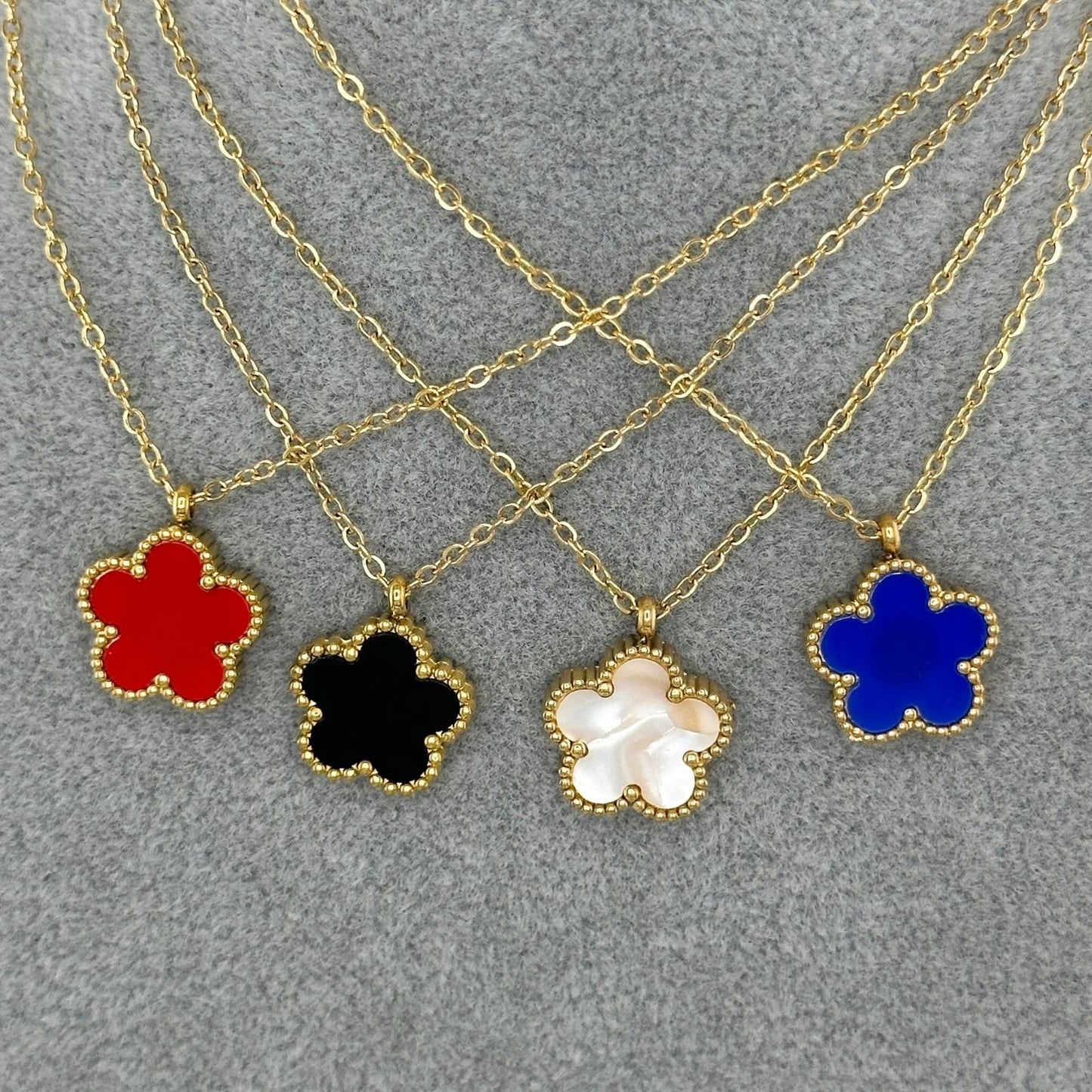 18K gold plated Stainless steel  Flower necklace, Mashalla