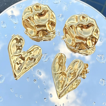 18K gold plated Stainless steel  Hearts earrings, Mashalla