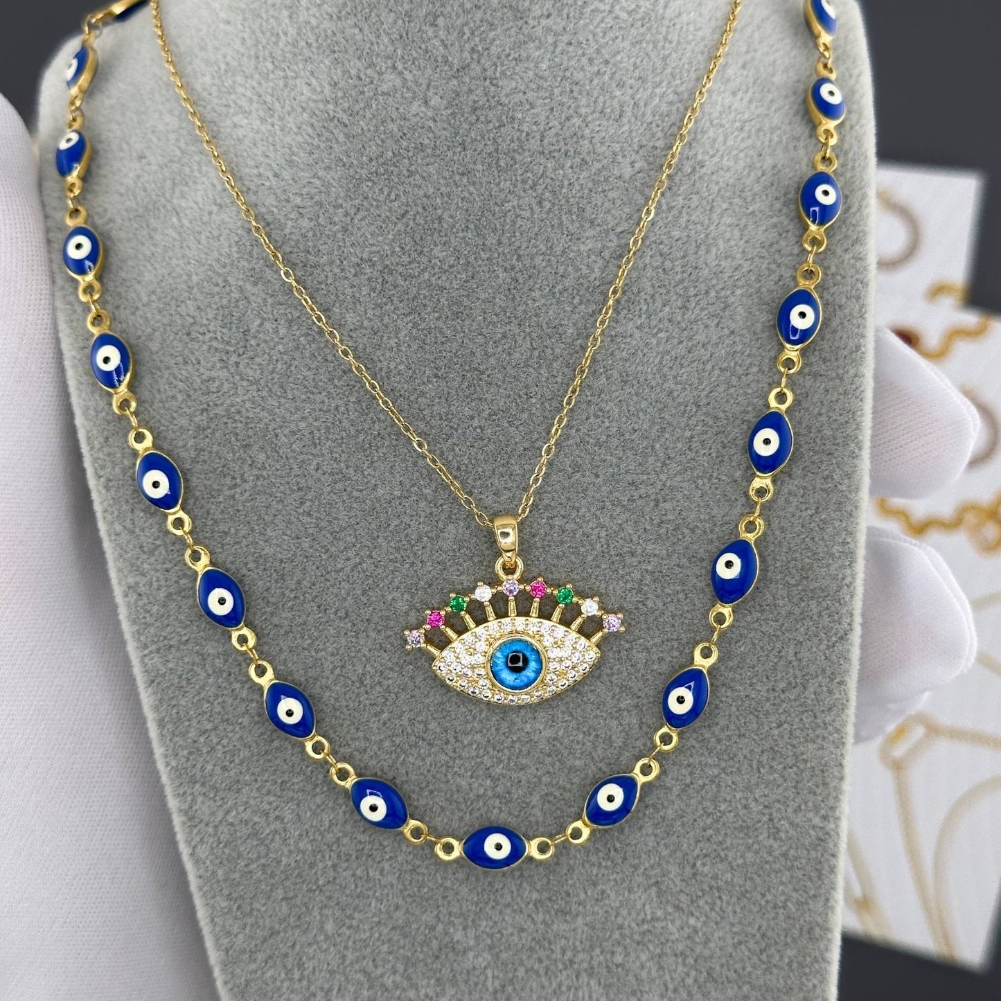 18K gold plated Stainless steel  Evil Eye necklace, Mashalla