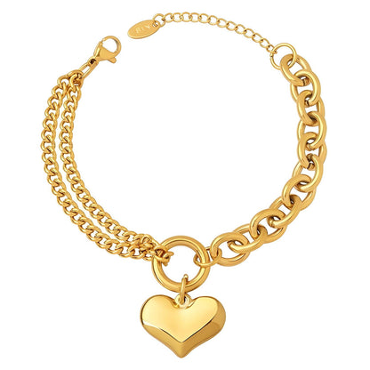 18K gold plated Stainless steel  Heart bracelet, Mashalla