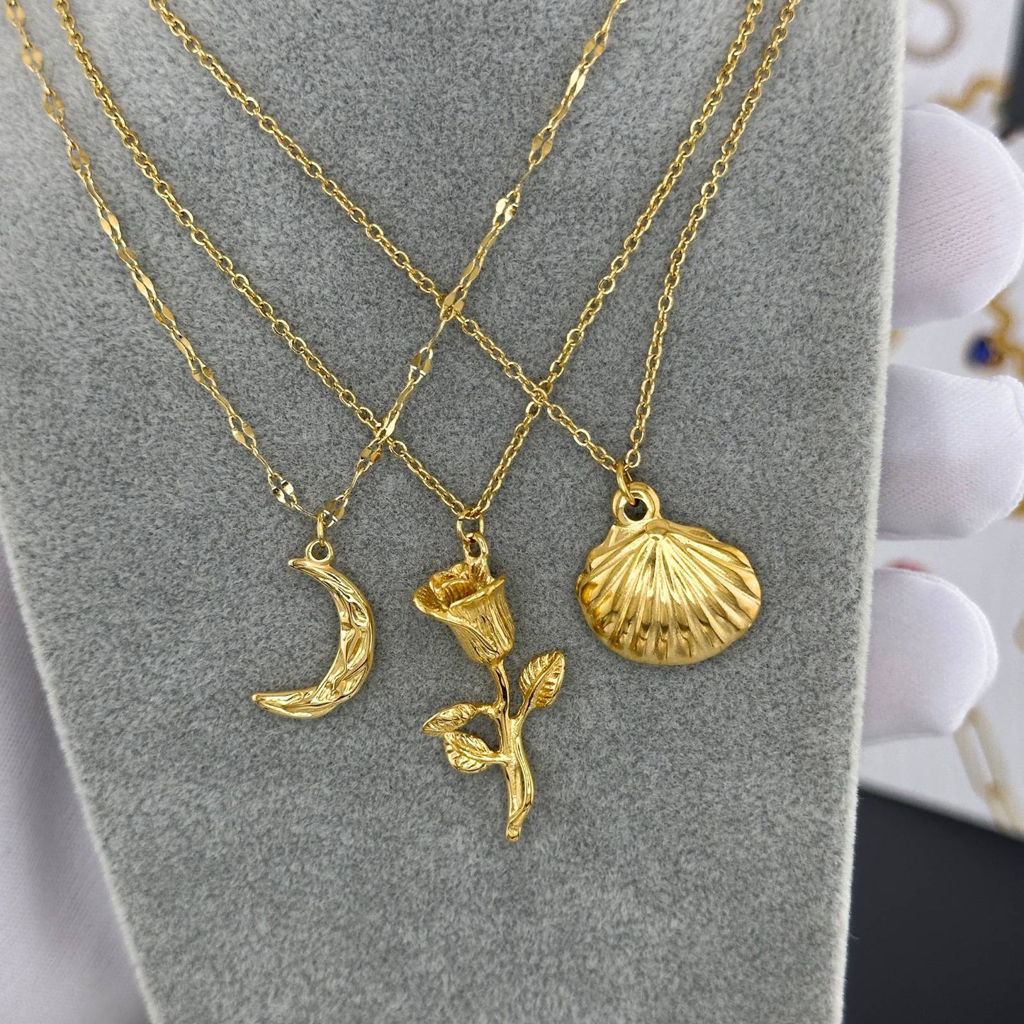 18K gold plated Stainless steel  Seashells necklace, Mashalla