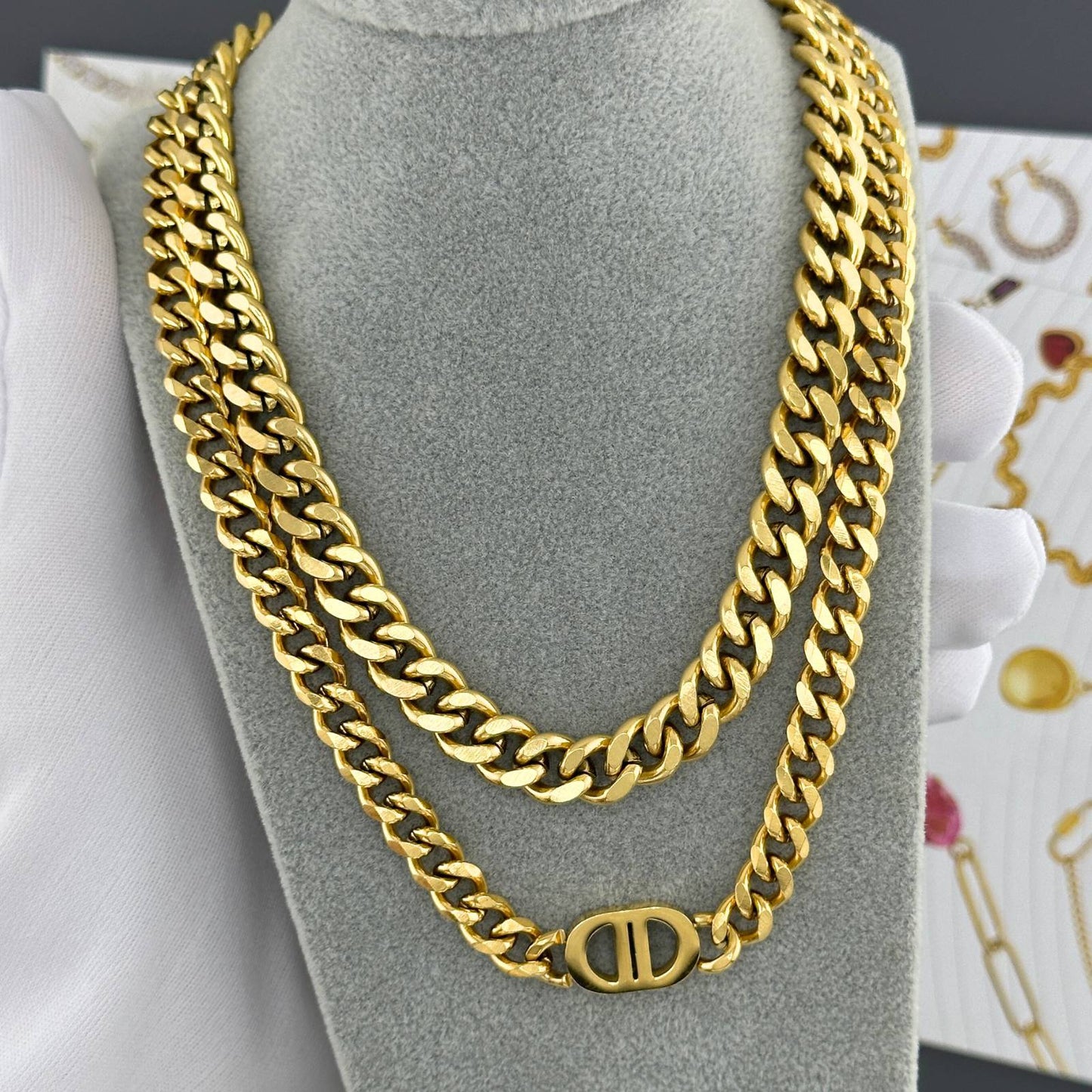 18K gold plated Stainless steel necklace, Mashalla