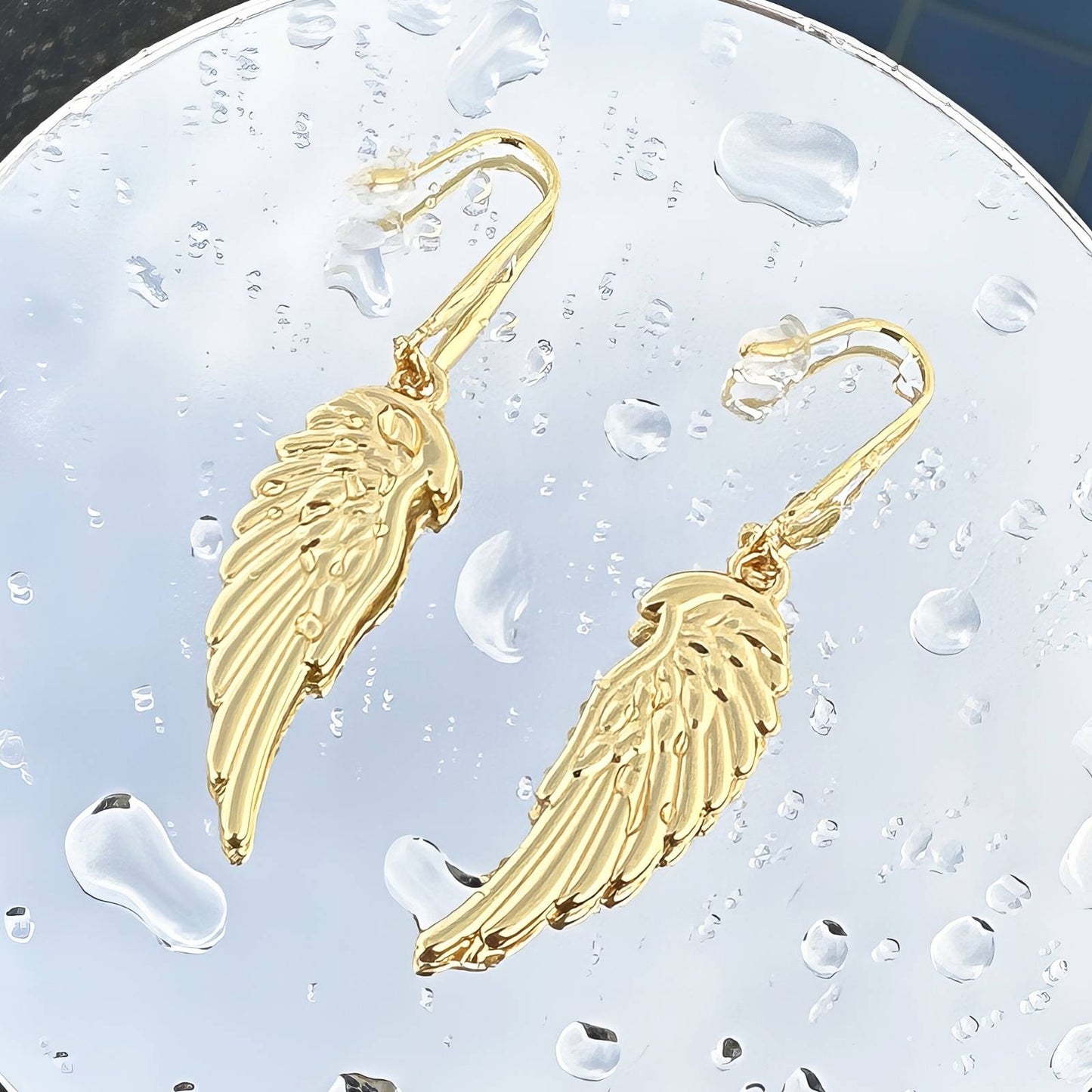 18K gold plated Stainless steel  Feathers earrings, Mashalla