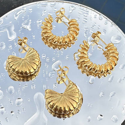 18K gold plated Stainless steel  Spiral earrings, Mashalla