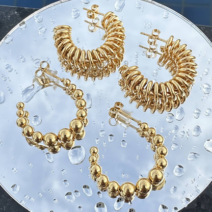 18K gold plated Stainless steel  Spiral earrings, Mashalla