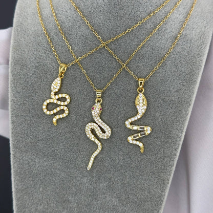 18K gold plated Stainless steel  Snake necklace, Mashalla