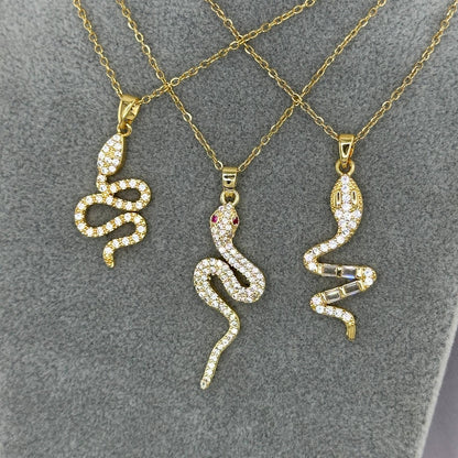 18K gold plated Stainless steel  Snake necklace, Mashalla