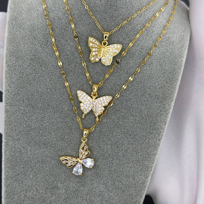 18K gold plated Stainless steel  Butterfly necklace, Mashalla