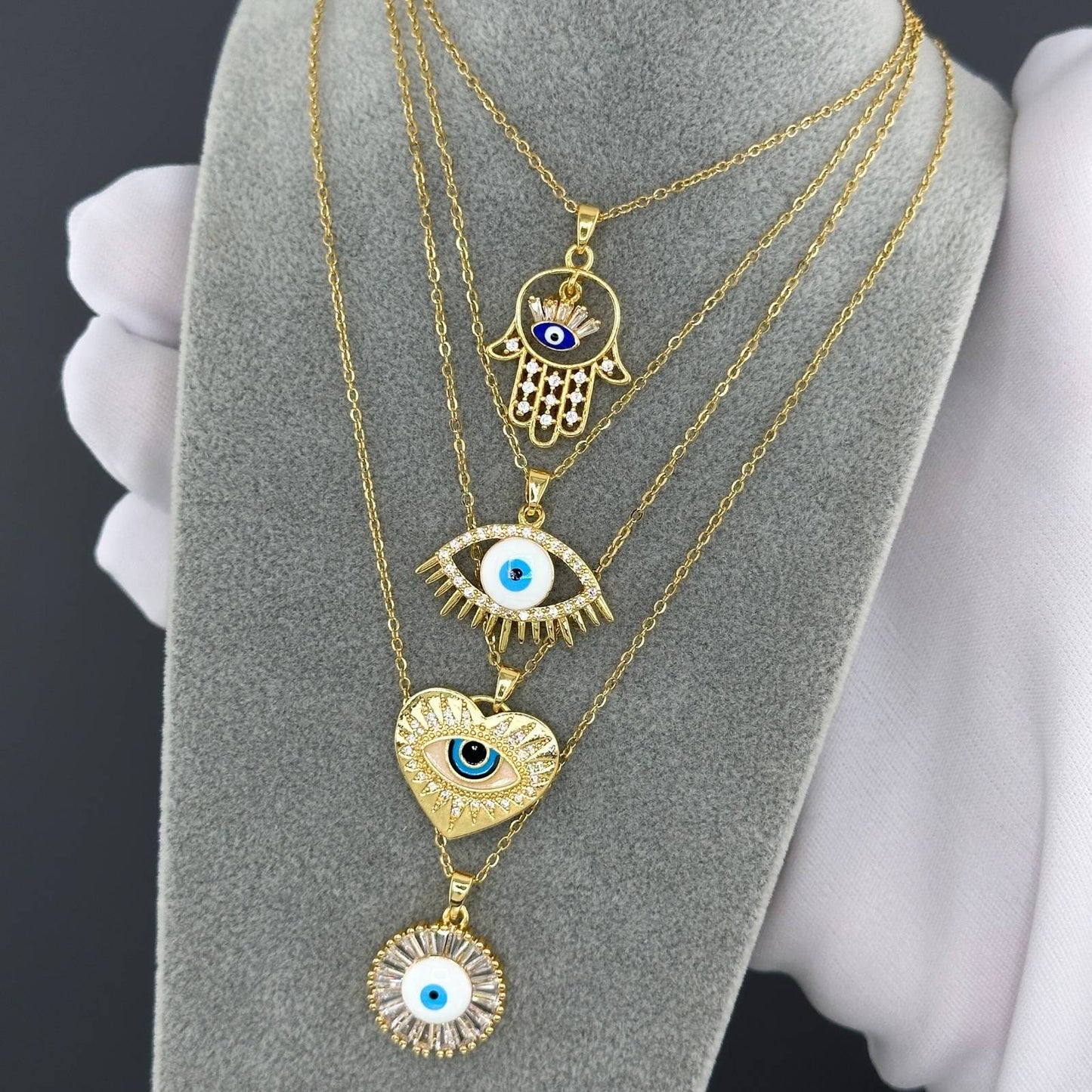 18K gold plated Stainless steel  Evil Eye necklace, Mashalla