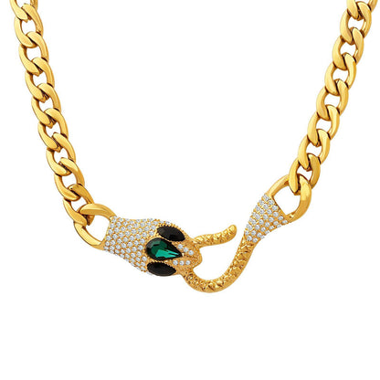 18K gold plated Stainless steel  Snake necklace, Mashalla