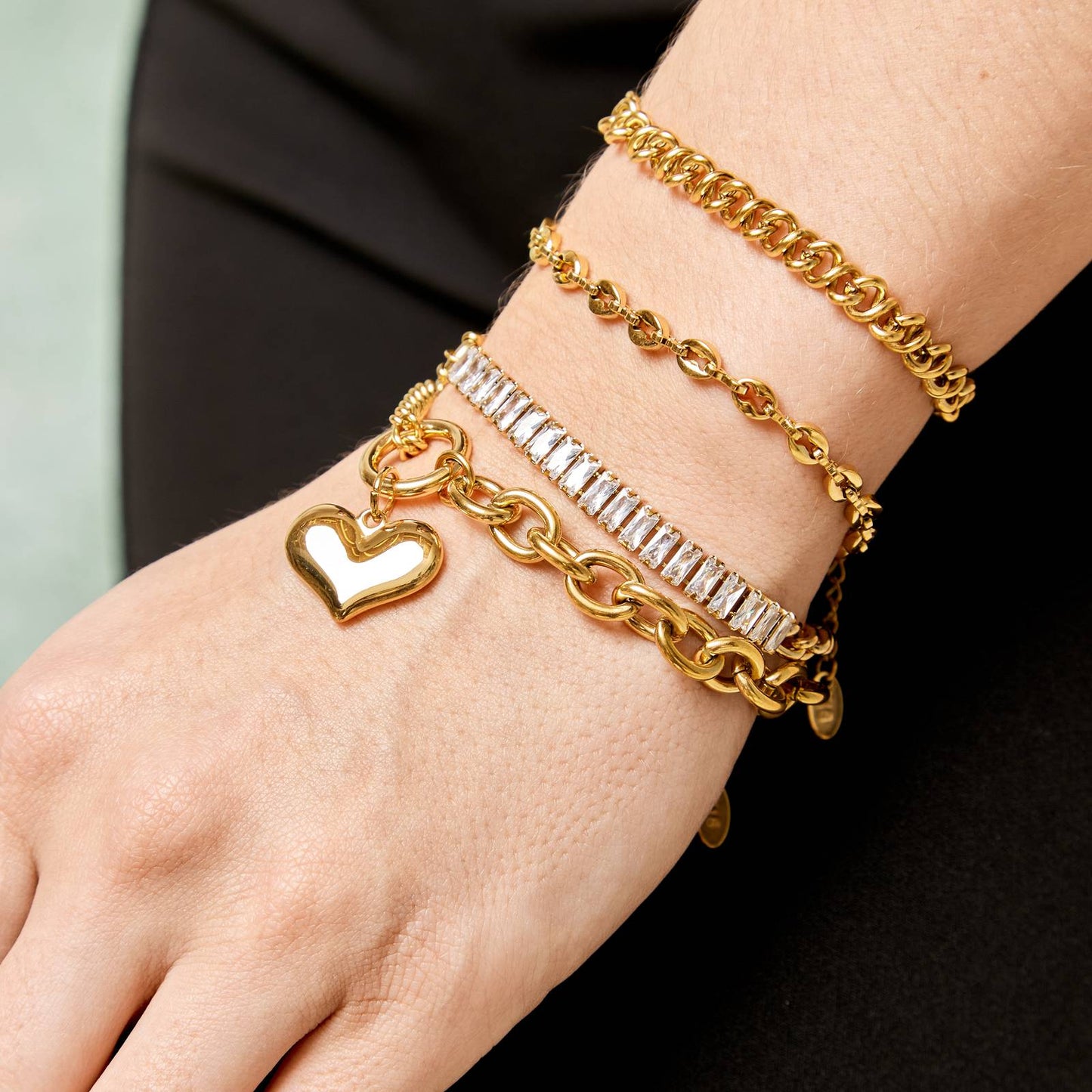 18K gold plated Stainless steel  Heart bracelet, Mashalla