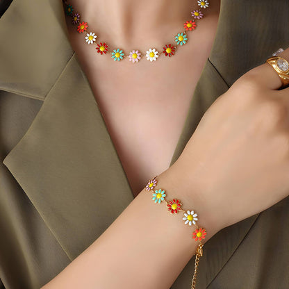 18K gold plated Stainless steel  Flowers bracelet, Mashalla