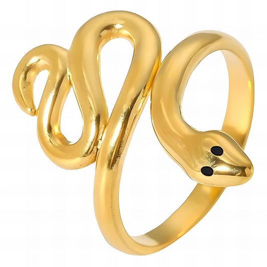 18K gold plated Stainless steel  Snake finger ring, Mashalla