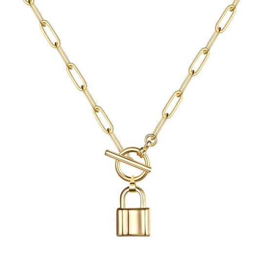 18K gold plated Stainless steel  Lock necklace, Mashalla