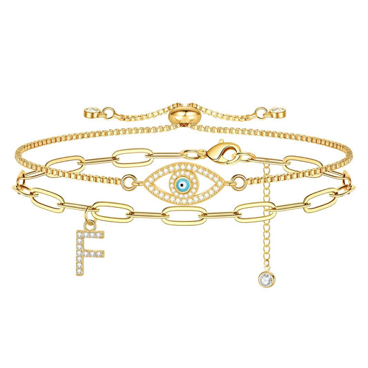 18K gold plated Stainless steel  Evil Eye bracelet, Mashalla