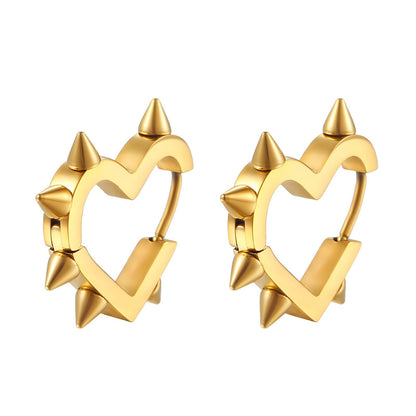 18K gold plated Stainless steel  Heart earrings, Mashalla