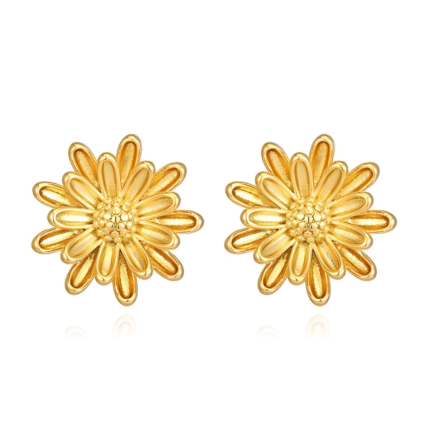 18K gold plated Stainless steel  Flowers earrings, Mashalla