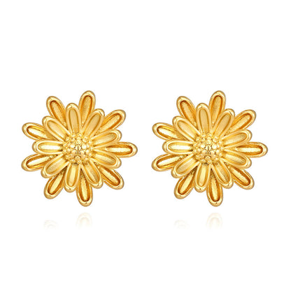 18K gold plated Stainless steel  Flowers earrings, Mashalla