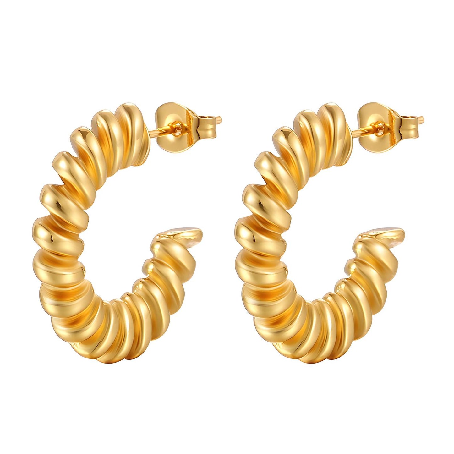 18K gold plated Stainless steel  Spiral earrings, Mashalla