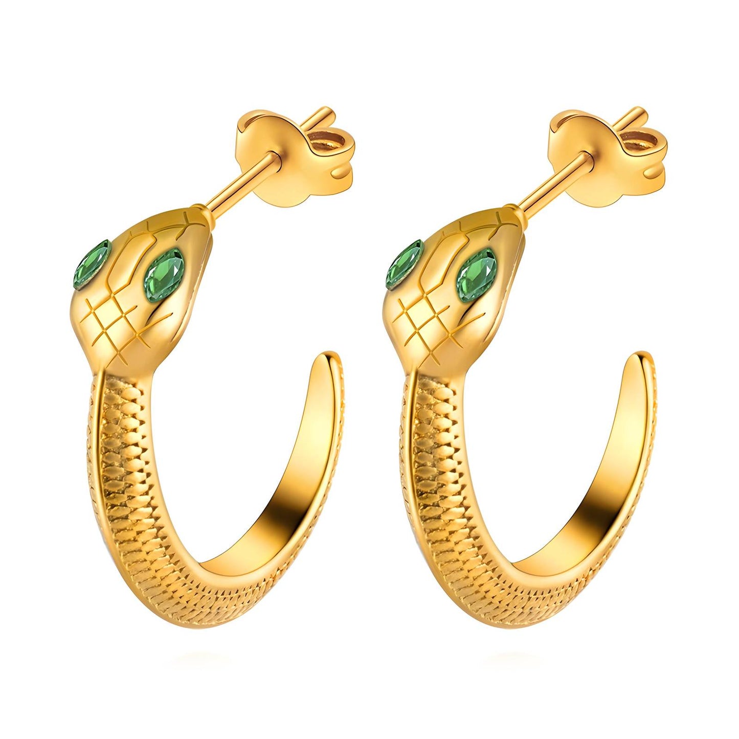 18K gold plated Stainless steel  Snakes earrings, Mashalla