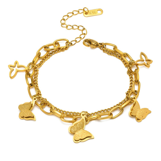 18K gold plated Stainless steel  Butterflies bracelet, Mashalla