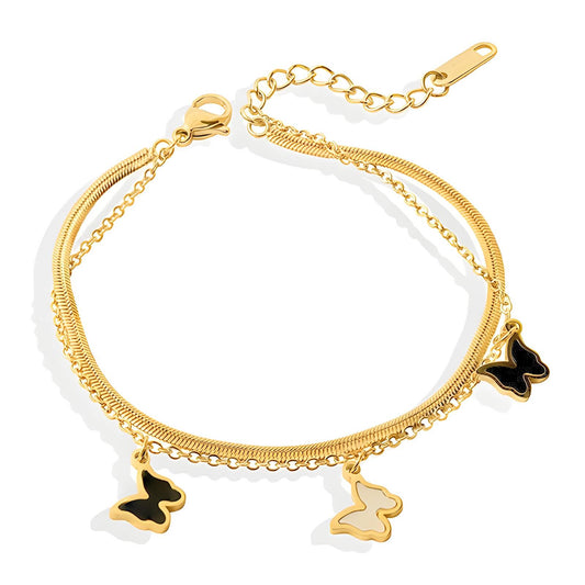 18K gold plated Stainless steel  Butterflies bracelet, Mashalla