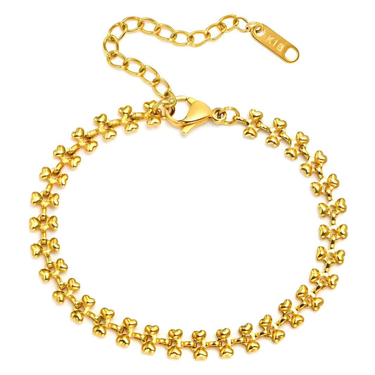 18K gold plated Stainless steel  Hearts bracelet, Mashalla