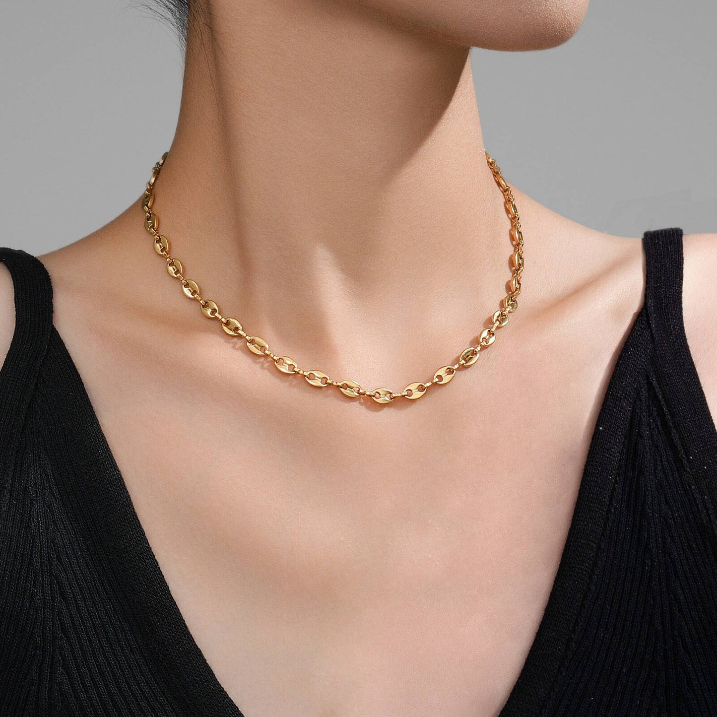 18K gold plated Stainless steel necklace, Mashalla