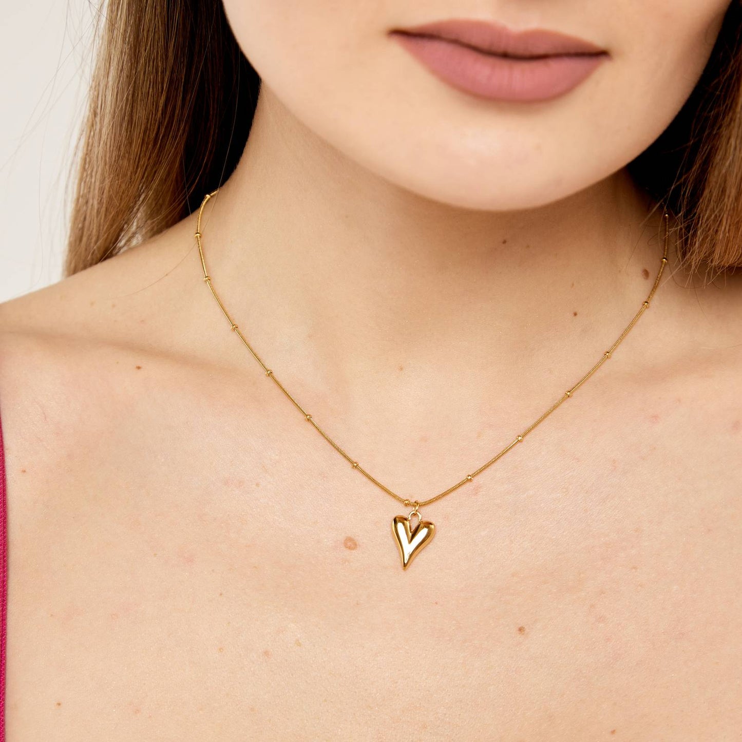 18K gold plated Stainless steel  Hearts necklace, Mashalla