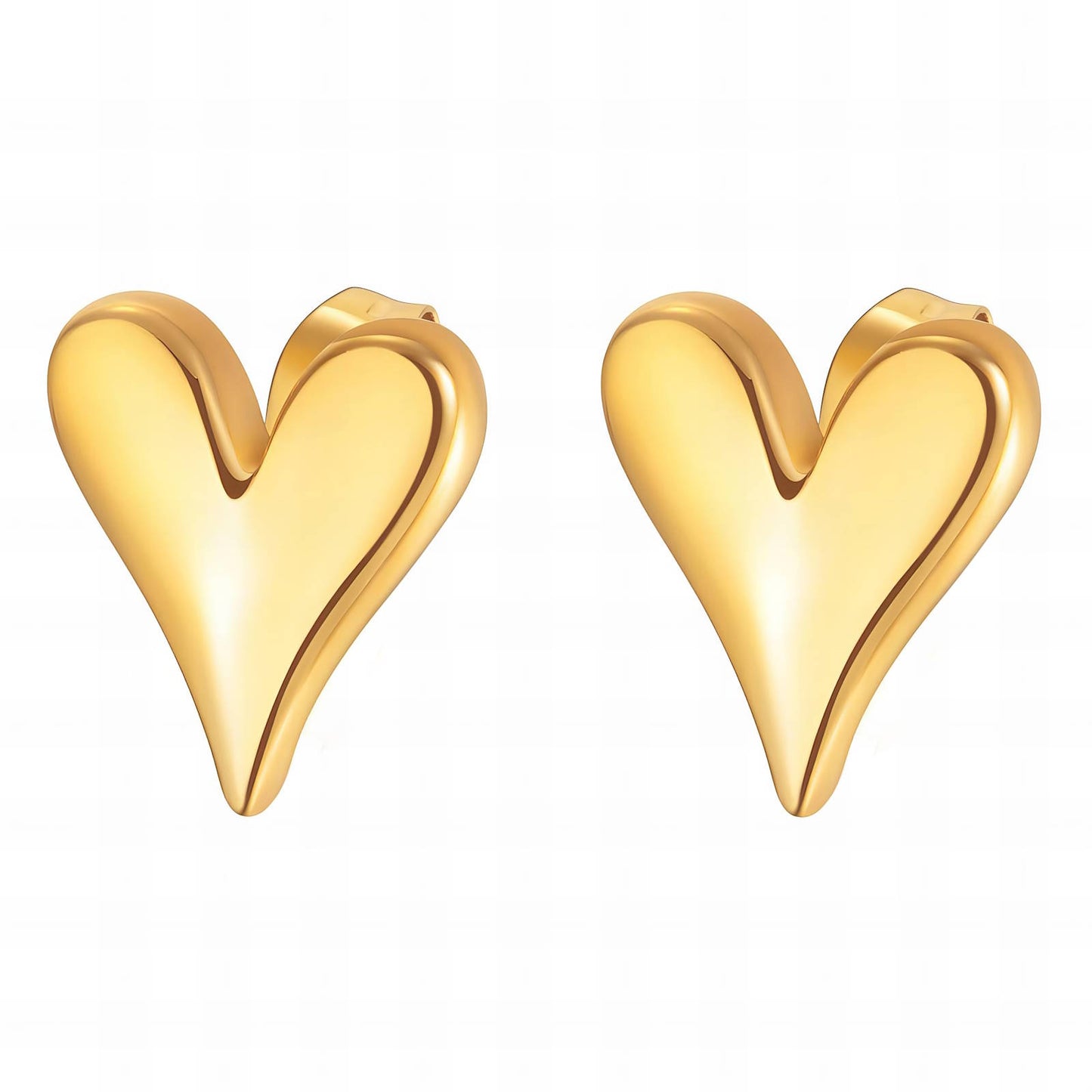 18K gold plated Stainless steel  Hearts earrings, Mashalla