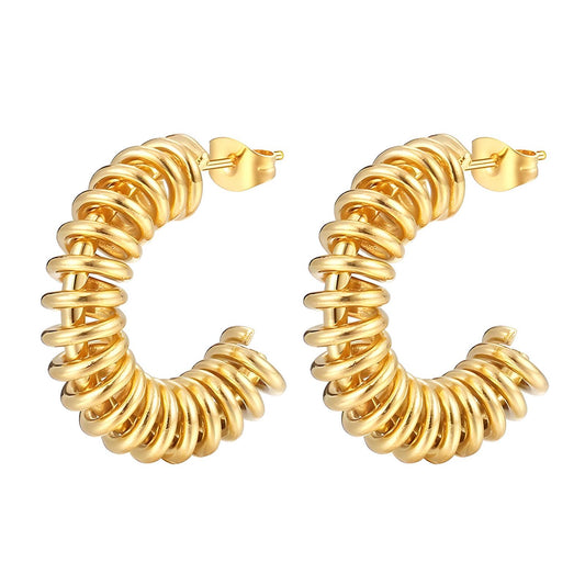 18K gold plated Stainless steel  Spiral earrings, Mashalla