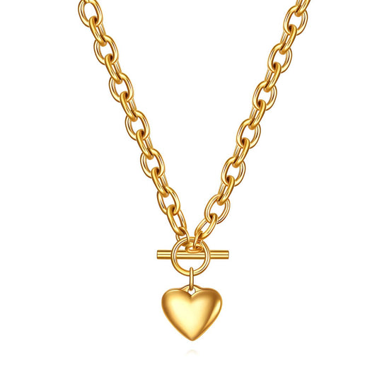 18K gold plated Stainless steel  Heart necklace, Mashalla