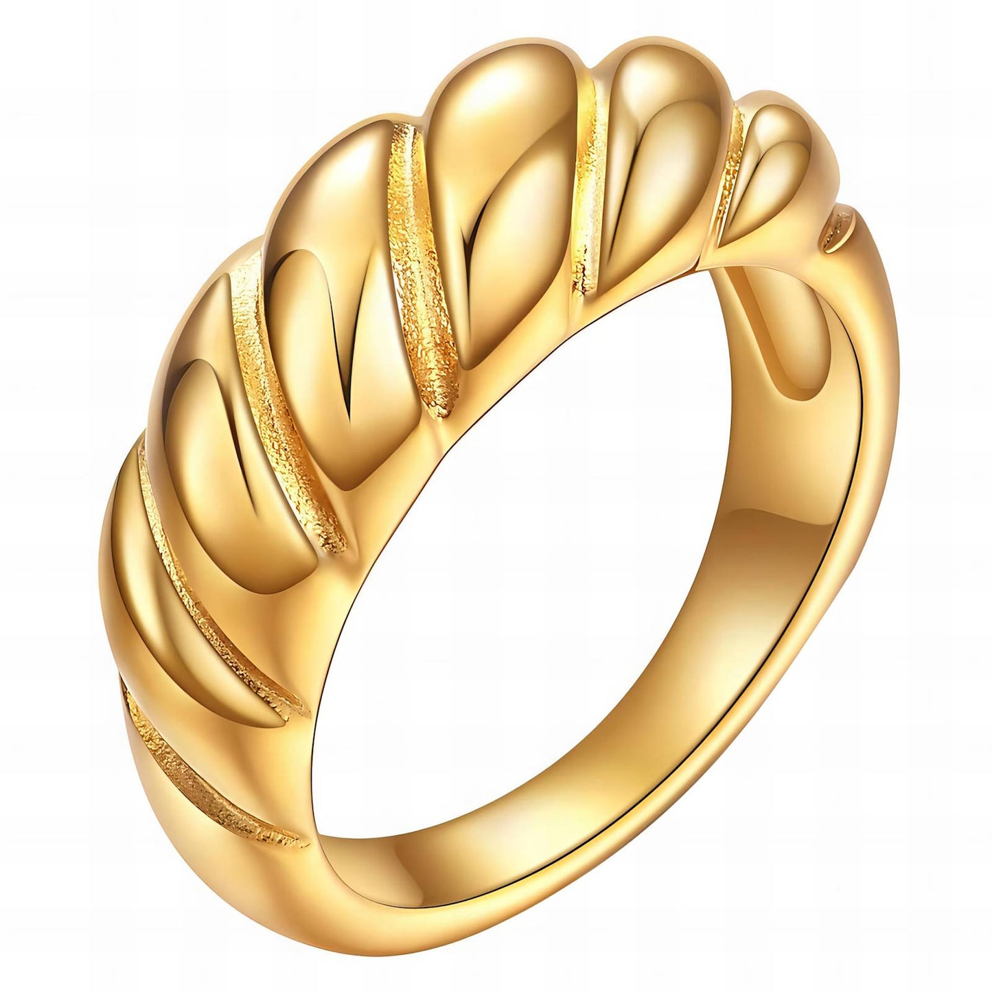 18K gold plated Stainless steel  Сroissant finger ring, Mashalla