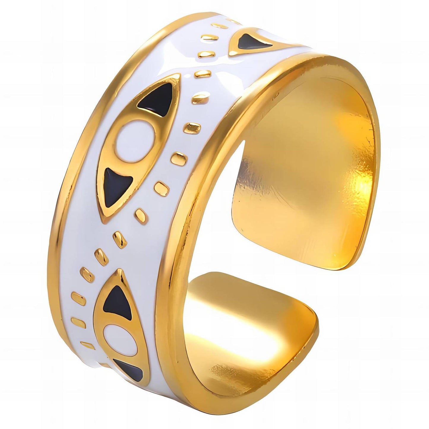 18K gold plated Stainless steel  Evil Eyes finger ring, Mashalla