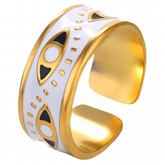 18K gold plated Stainless steel  Evil Eyes finger ring, Mashalla