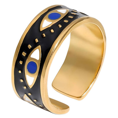 18K gold plated Stainless steel  Evil Eye finger ring, Mashalla