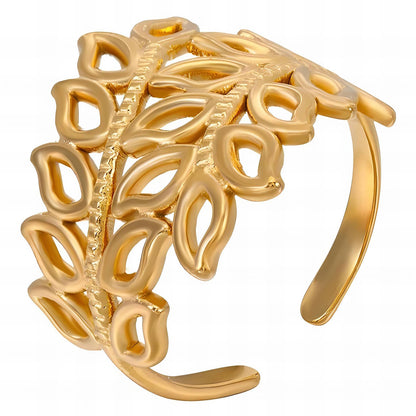 18K gold plated Stainless steel  Leafs finger ring, Mashalla