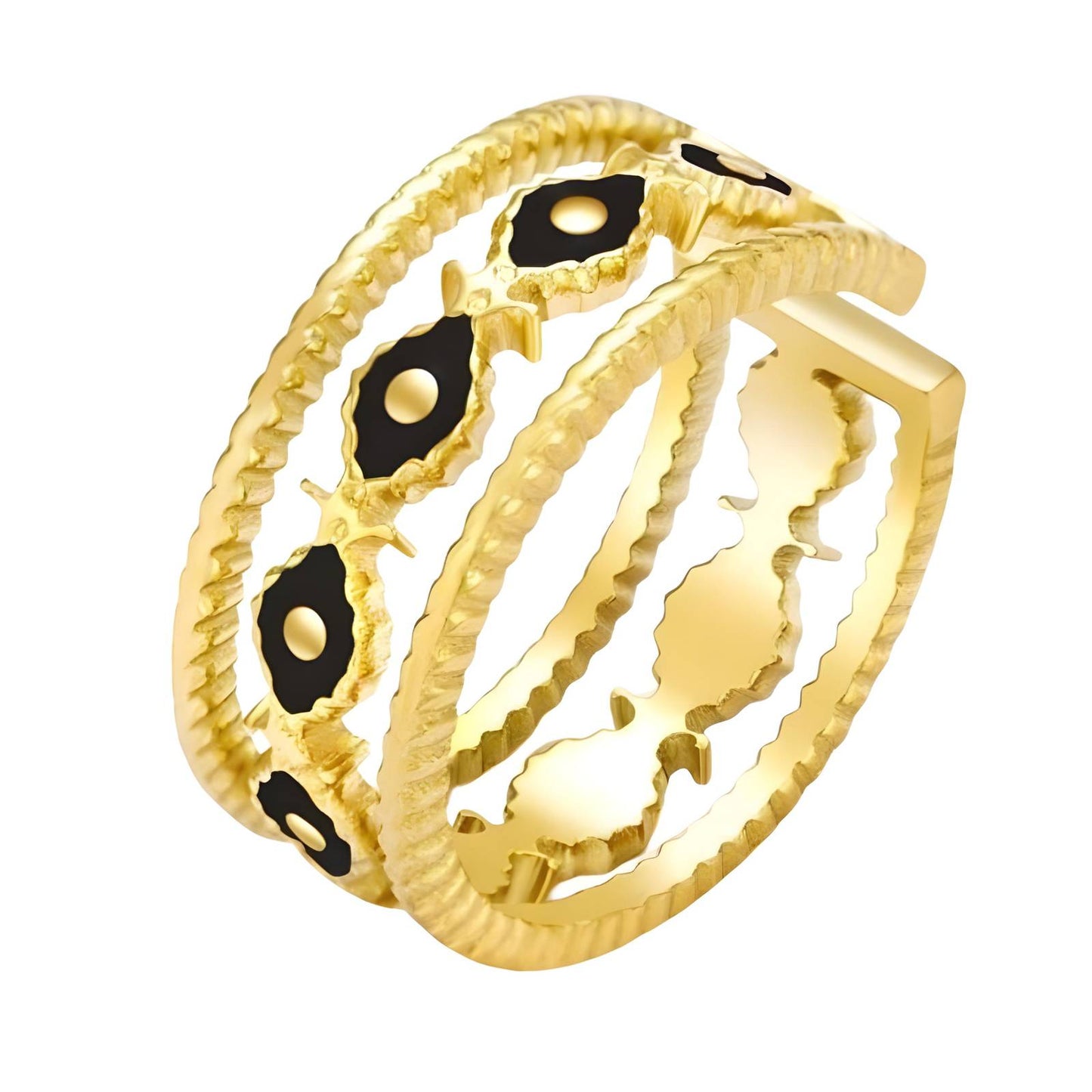 18K gold plated Stainless steel  Evil Eyes finger ring, Mashalla