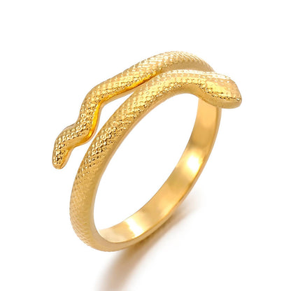 18K gold plated Stainless steel  Snakes finger ring, Mashalla