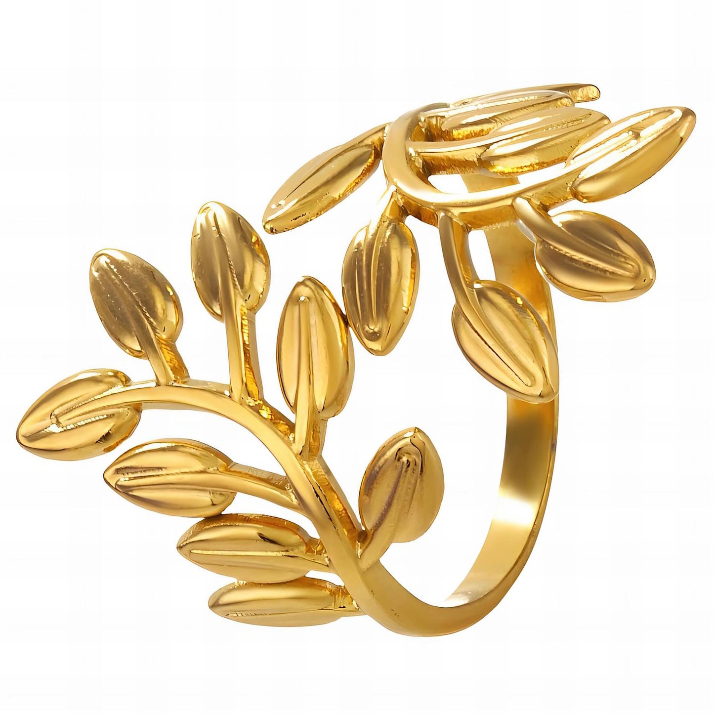 18K gold plated Stainless steel  Leafs finger ring, Mashalla