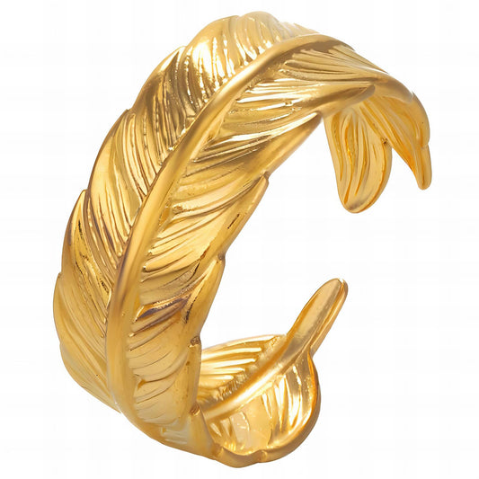 18K gold plated Stainless steel  Leafs finger ring, Mashalla