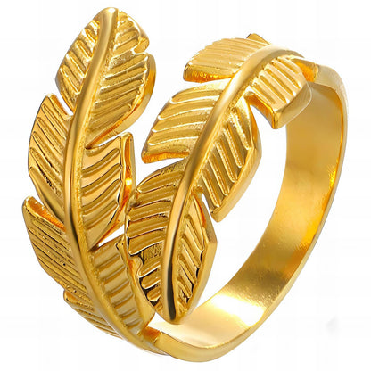 18K gold plated Stainless steel  Leafs finger ring, Mashalla