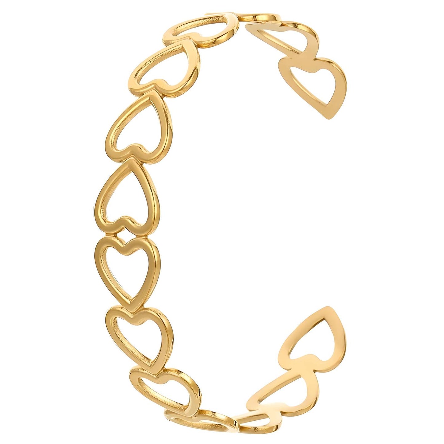 18K gold plated Stainless steel  Hearts bracelet, Mashalla