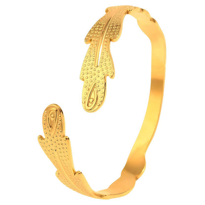 18K gold plated Stainless steel  Leafs bracelet, Mashalla