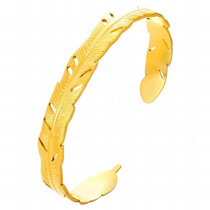 18K gold plated Stainless steel  Leafs bracelet, Mashalla