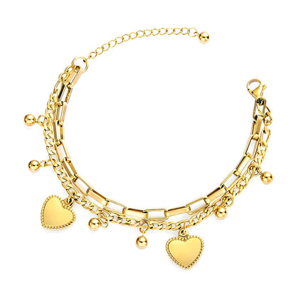 18K gold plated Stainless steel  Hearts bracelet, Mashalla