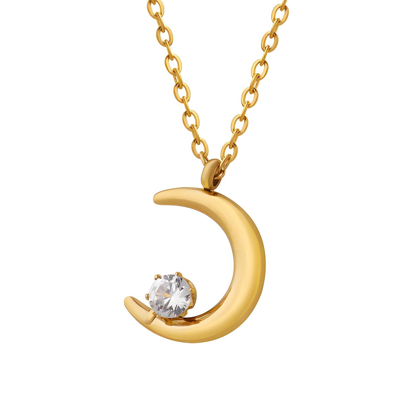 18K gold plated Stainless steel  Crescent necklace, Mashalla